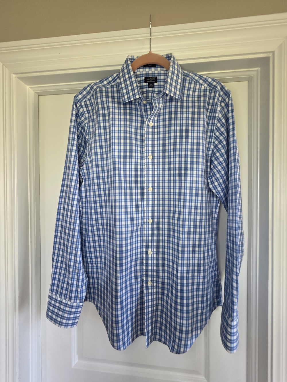 J. Crew Blue Plaid Men's Dress Shirt  Size M slim Fit